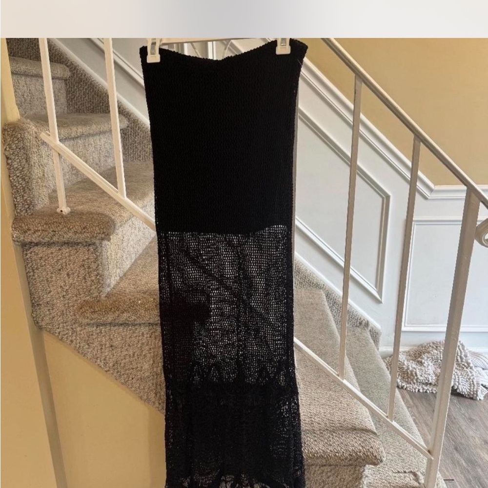 Free People Black Crochet Maxi Skirt